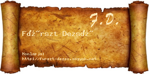 Fürszt Dezső névjegykártya